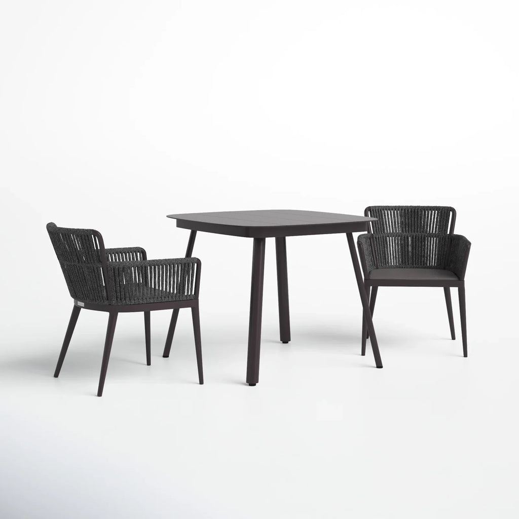 Virasat Outdoor Patio Seating Set 2 Chairs and 1 Table Set (Dark Brown) Braided & Rope-VIRASAT FURNITURE & FURNISHING
