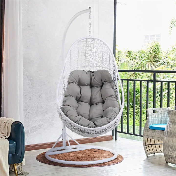 Virasat Lothario Single Seater Hanging Swing With Stand For Balcony , Garden Swing (White)