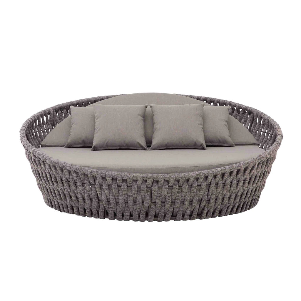 Virasat Outdoor Poolside Sunbed With Cushion Daybed (Dark Grey) Braided & Rope-VIRASAT FURNITURE & FURNISHING