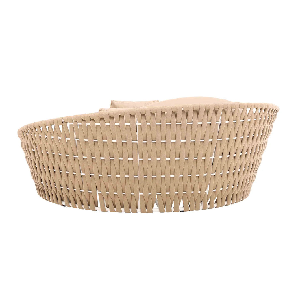 Virasat Outdoor Poolside Sunbed With Cushion Daybed (Tan) Braided & Rope-VIRASAT FURNITURE & FURNISHING