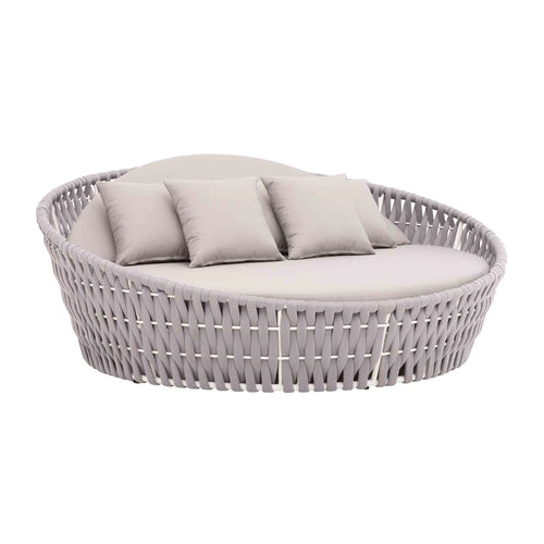 Virasat Outdoor Poolside Sunbed With Cushion Daybed ( Light Grey) Braided & Rope-VIRASAT FURNITURE & FURNISHING