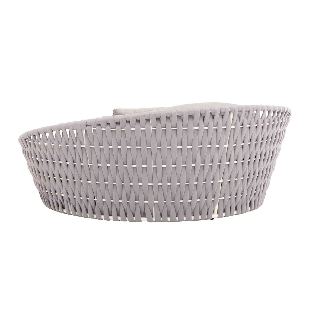 Virasat Outdoor Poolside Sunbed With Cushion Daybed ( Light Grey) Braided & Rope-VIRASAT FURNITURE & FURNISHING