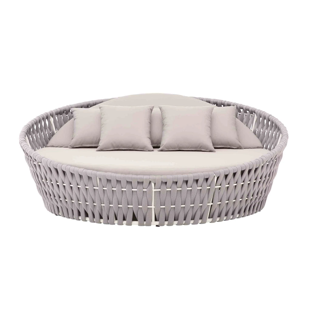 Virasat Outdoor Poolside Sunbed With Cushion Daybed ( Light Grey) Braided & Rope-VIRASAT FURNITURE & FURNISHING