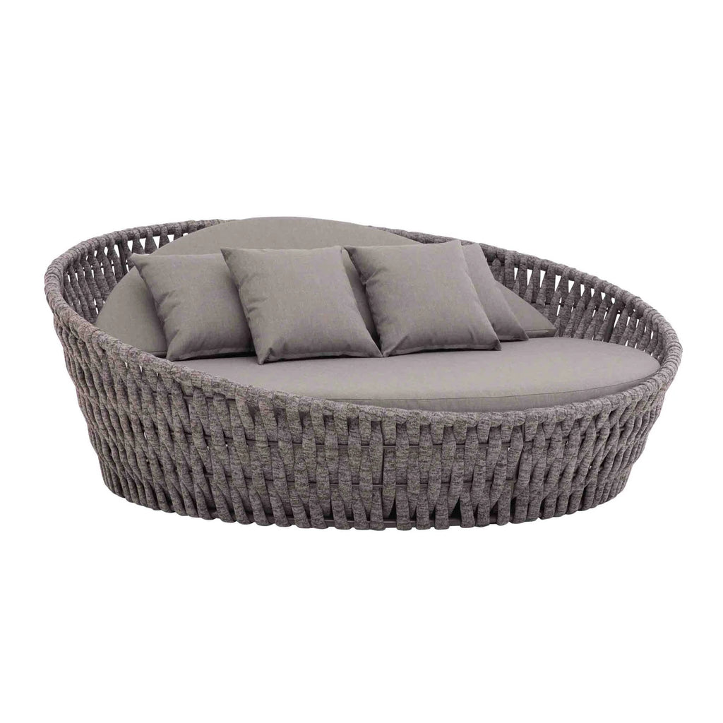 Virasat Outdoor Poolside Sunbed With Cushion Daybed (Dark Grey) Braided & Rope-VIRASAT FURNITURE & FURNISHING