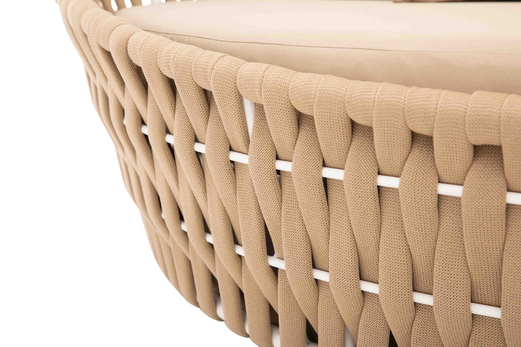 Virasat Outdoor Poolside Sunbed With Cushion Daybed (Tan) Braided & Rope-VIRASAT FURNITURE & FURNISHING