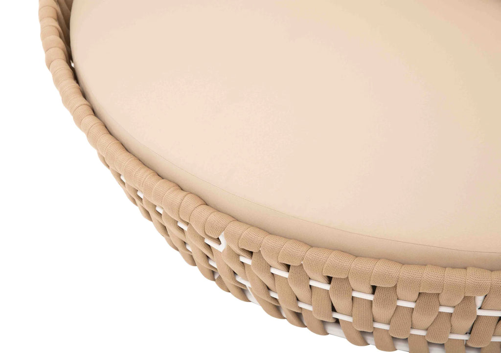 Virasat Outdoor Poolside Sunbed With Cushion Daybed (Tan) Braided & Rope-VIRASAT FURNITURE & FURNISHING