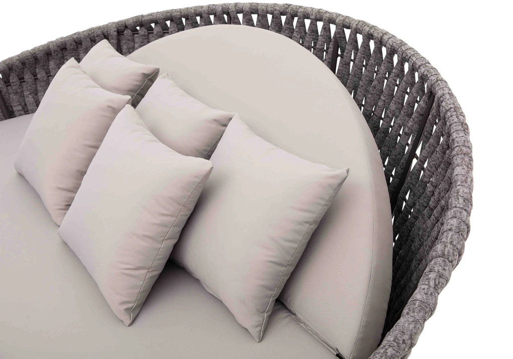 Virasat Outdoor Poolside Sunbed With Cushion Daybed (Dark Grey) Braided & Rope-VIRASAT FURNITURE & FURNISHING