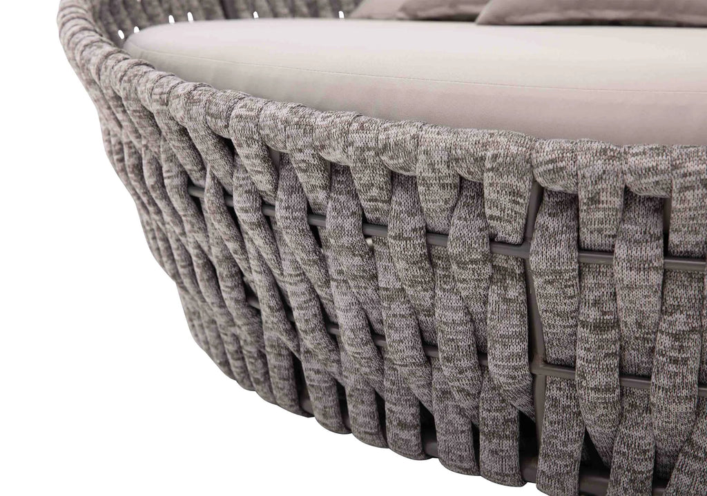 Virasat Outdoor Poolside Sunbed With Cushion Daybed (Dark Grey) Braided & Rope-VIRASAT FURNITURE & FURNISHING
