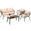 Virasat Outdoor Sofa Set 2 Seater, 2 Single Seater and 1 Center Table Set (Black + Beige)-VIRASAT FURNITURE & FURNISHING