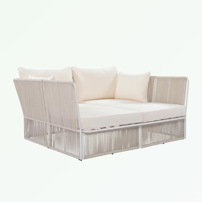 Virasat Outdoor Poolside Sunbed With Cushion Daybed And Side Table (Braided & Rope)