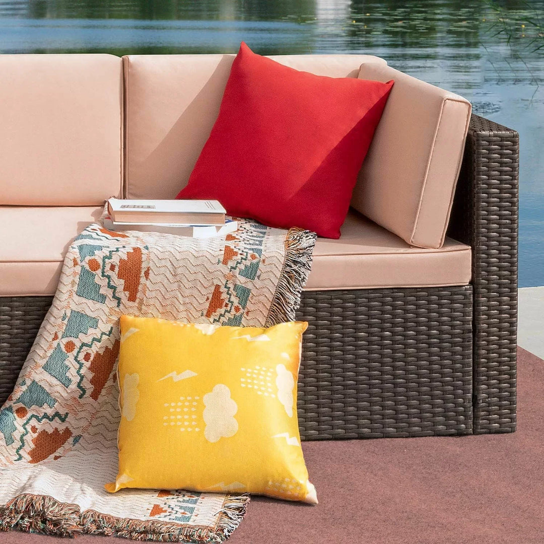 Virasat Outdoor Sofa Set 5 Seater and 1 Center Table Set (Dark Brown)