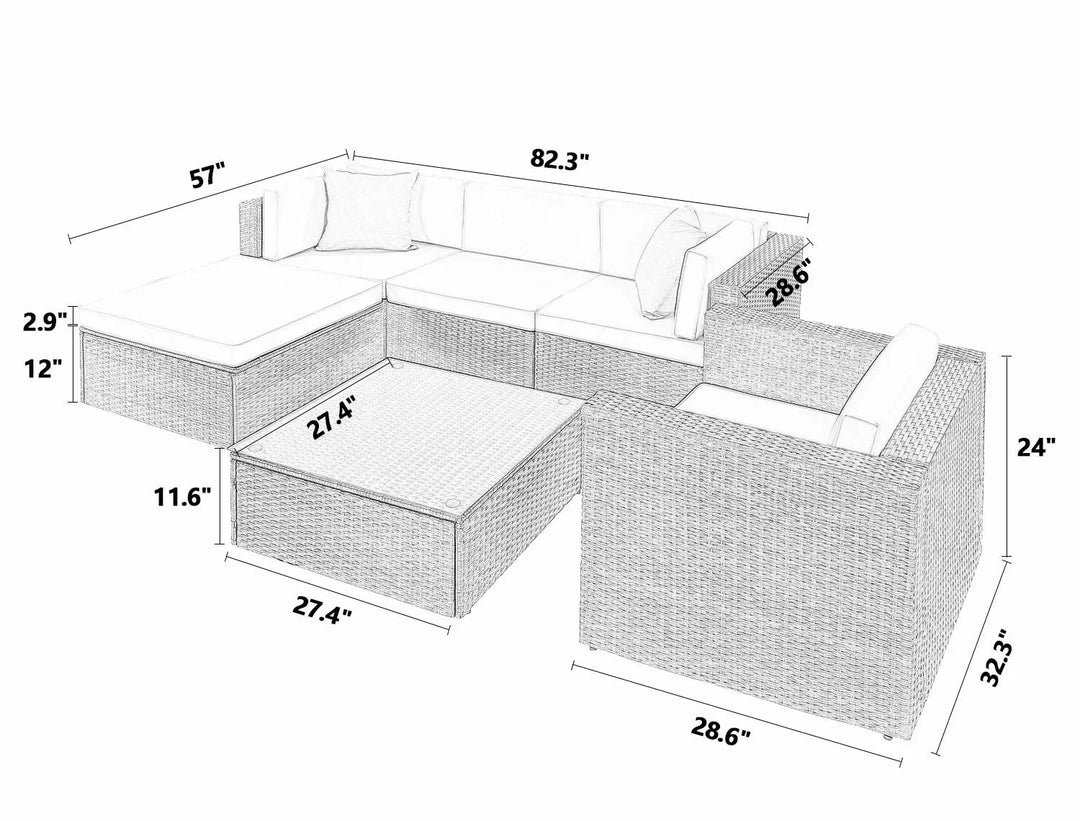 Virasat Outdoor Sofa Set 5 Seater and 1 Center Table Set (Dark Brown)