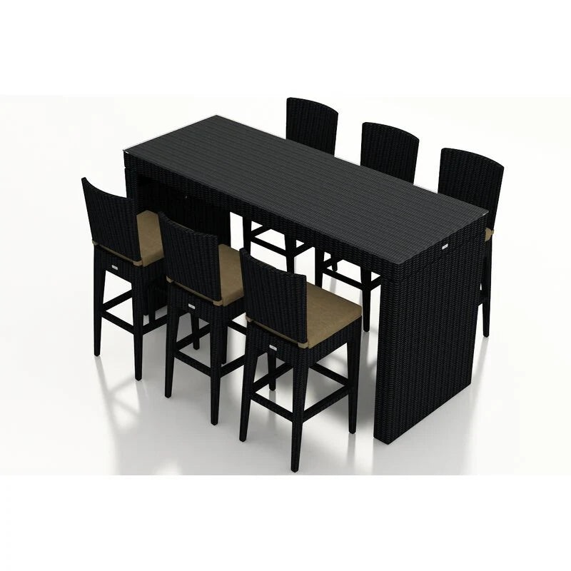 Virasat Outdoor Patio Bar Sets 6 Chairs and 1 Table (Black)-VIRASAT FURNITURE & FURNISHING