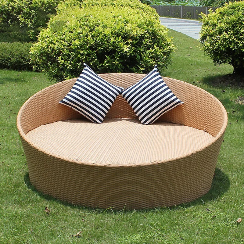 Virasat Outdoor Poolside Sunbed With Cushion Daybed ( Honey )-VIRASAT FURNITURE & FURNISHING