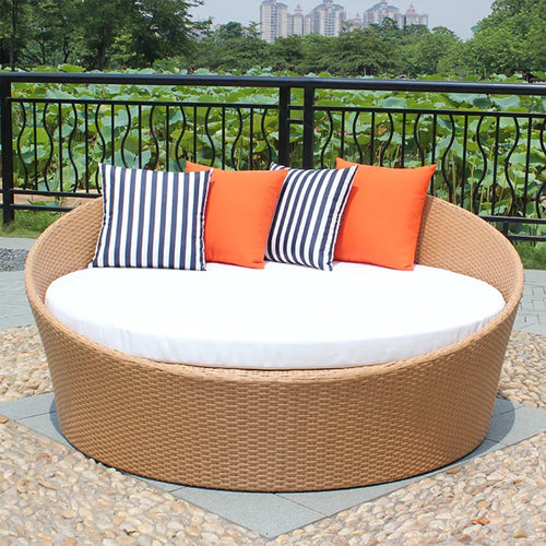 Virasat Outdoor Poolside Sunbed With Cushion Daybed ( Honey )-VIRASAT FURNITURE & FURNISHING
