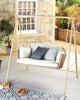 Virasat Double Seater Hanging Swing With Stand For Balcony , Garden Swing (White +Tan)-VIRASAT FURNITURE & FURNISHING