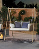Virasat Double Seater Hanging Swing With Stand For Balcony , Garden Swing (White +Tan)-VIRASAT FURNITURE & FURNISHING