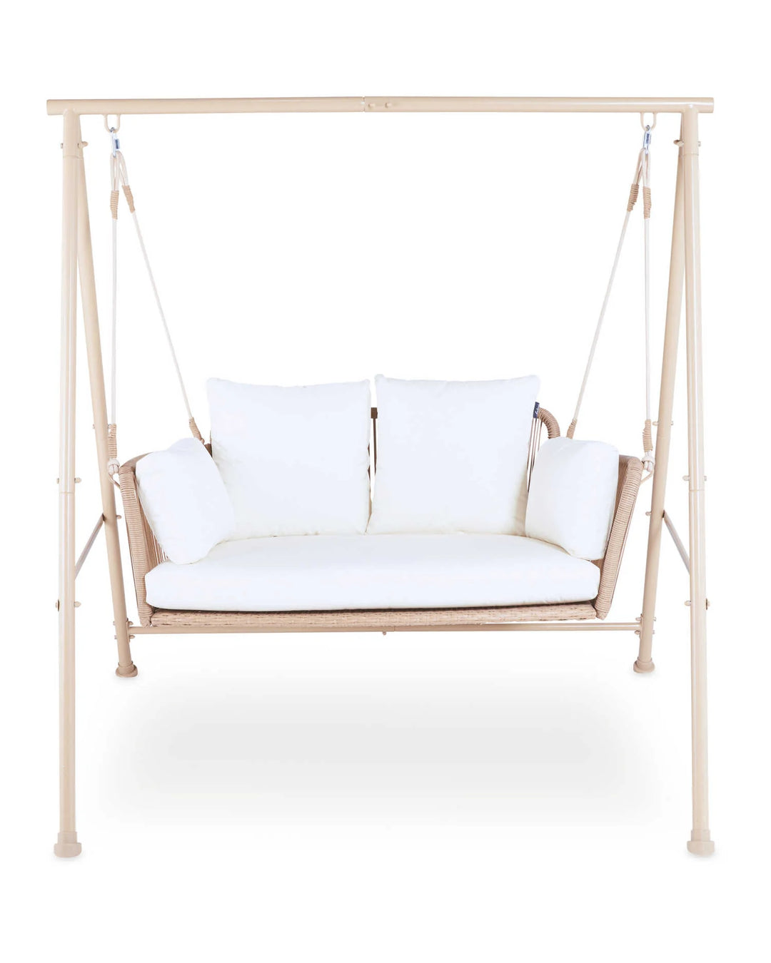 Virasat Sirena Double Seater Hanging Swing With Stand For Balcony , Garden Swing (White +Tan)