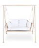 Virasat Double Seater Hanging Swing With Stand For Balcony , Garden Swing (White +Tan)-VIRASAT FURNITURE & FURNISHING