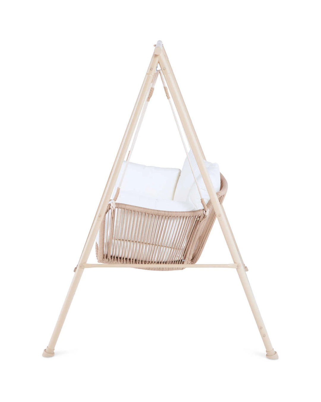 Virasat Sirena Double Seater Hanging Swing With Stand For Balcony , Garden Swing (White +Tan)