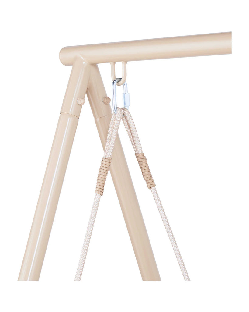 Virasat Double Seater Hanging Swing With Stand For Balcony , Garden Swing (White +Tan)-VIRASAT FURNITURE & FURNISHING