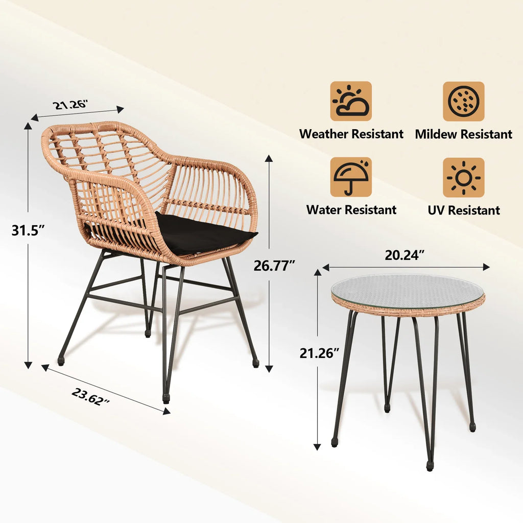 Virasat Outdoor Patio Seating Set 2 Chairs 1 Table-VIRASAT FURNITURE & FURNISHING