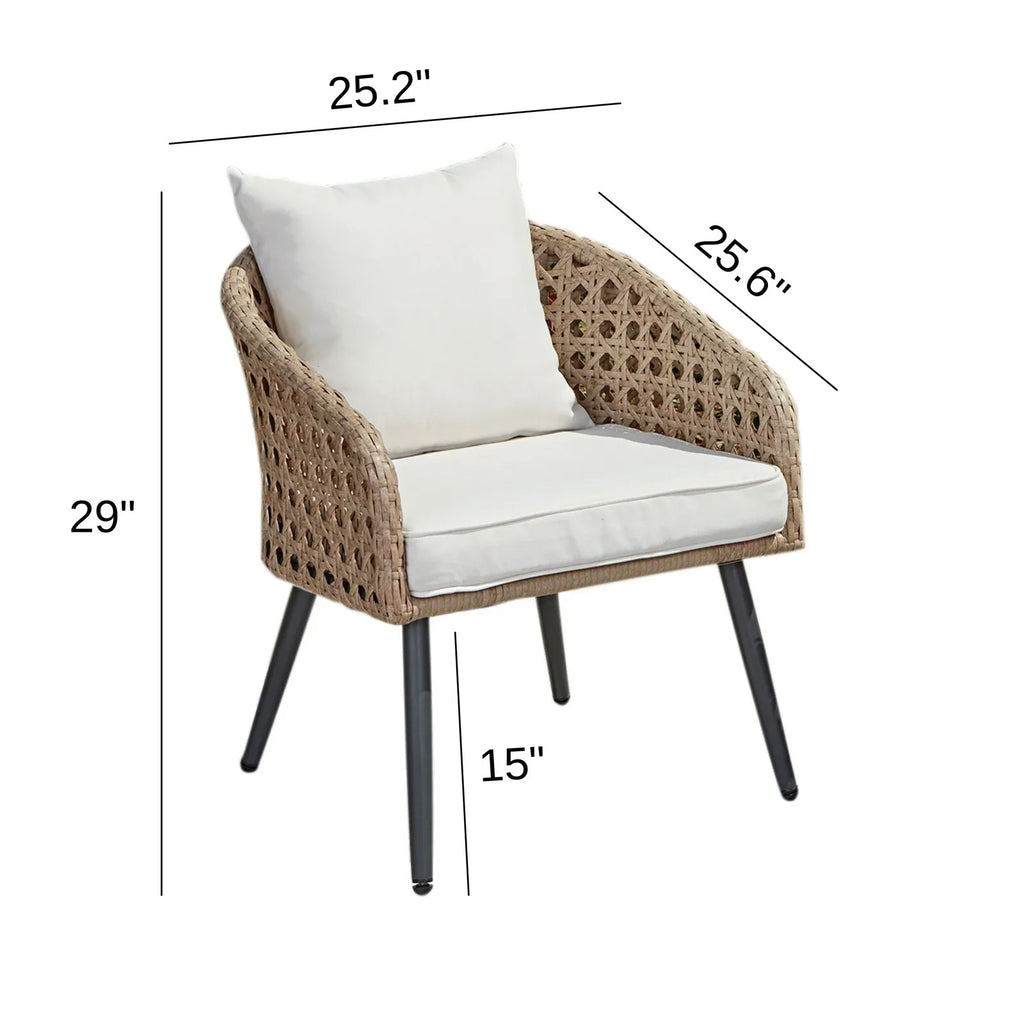 Virasat Outdoor Patio Seating Set 2 Chairs and 1 Table Set Honey-VIRASAT FURNITURE & FURNISHING