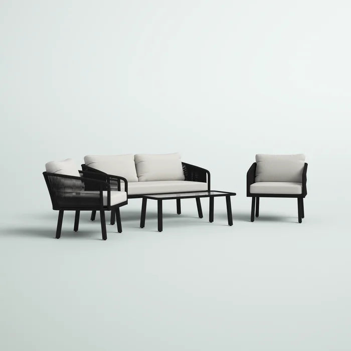 Virasat Outdoor Sofa Set 2 Seater, 2 Single Seater And 1 Table Set Braided & Rope
