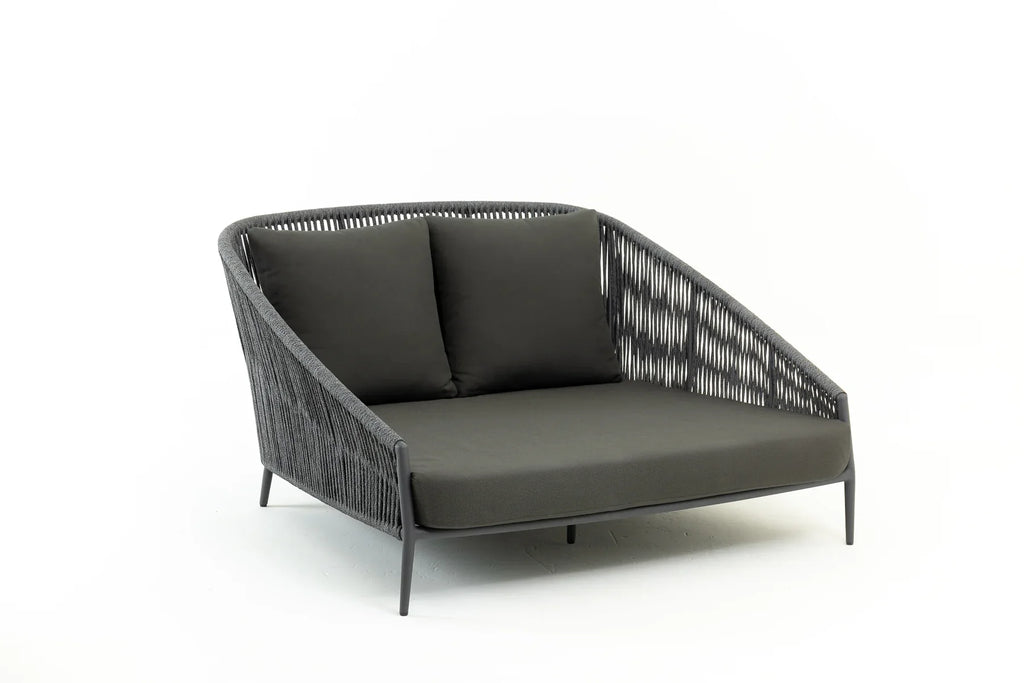 Virasat Outdoor Poolside Sunbed With Cushion Daybed (Grey) Braided & Rope-VIRASAT FURNITURE & FURNISHING