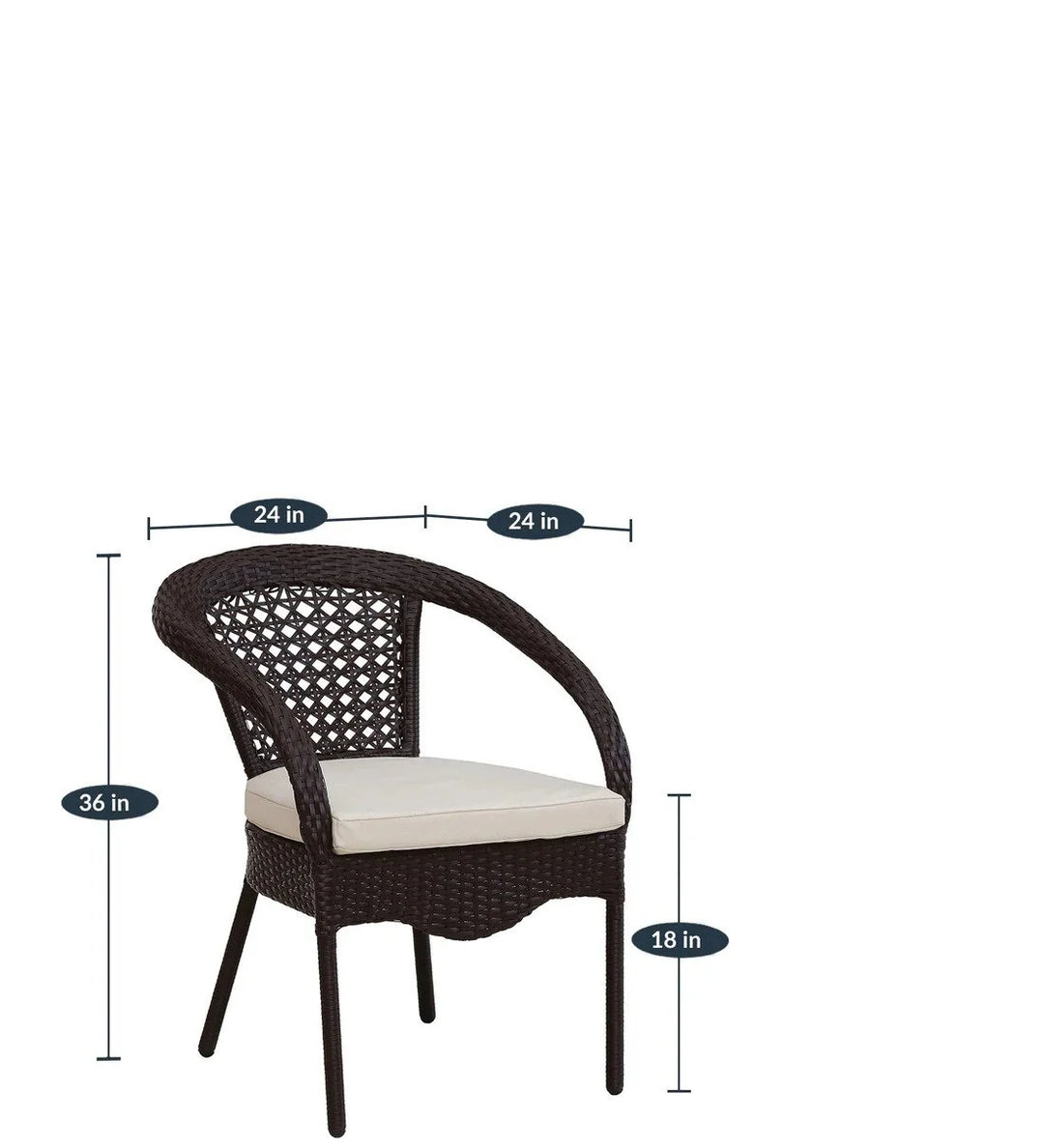 Virasat Moonpie Outdoor Patio Seating Set 4 Chairs and 1 Table Set (Dark Brown)