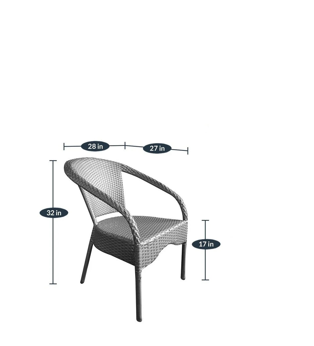 Virasat Mishka Outdoor Patio Seating Set 4 Chairs and 1 Table Set (Silver)