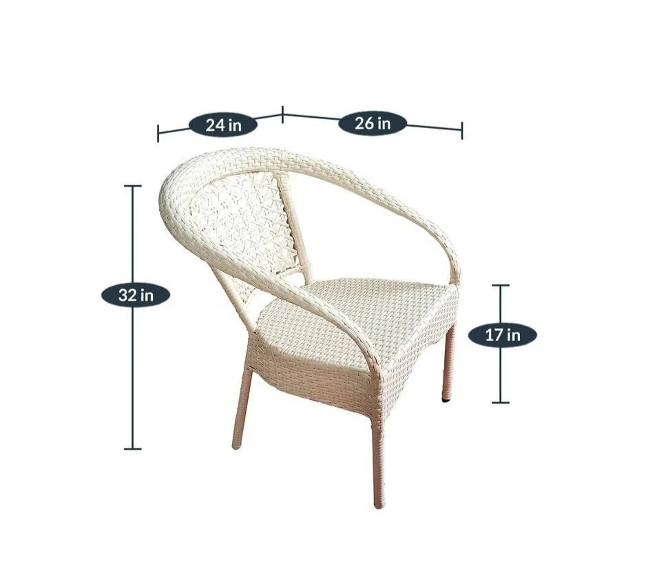 Virasat Outdoor Patio Seating Set 2 Chairs and 1 Table Set (Cream)-VIRASAT FURNITURE & FURNISHING