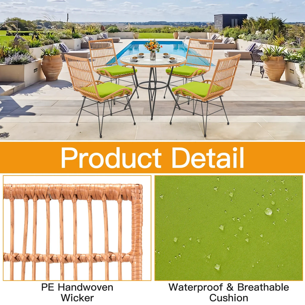 Virasat Outdoor Patio Seating Set 4 Chairs and 1 Table Set (Honey)-VIRASAT FURNITURE & FURNISHING