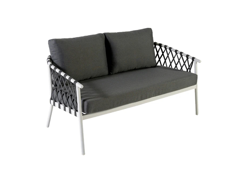 Virasat Outdoor Sofa Set 2 Seater, 2 Single Seater and 1 Center Table (White + Grey) Braided & Rope-VIRASAT FURNITURE & FURNISHING