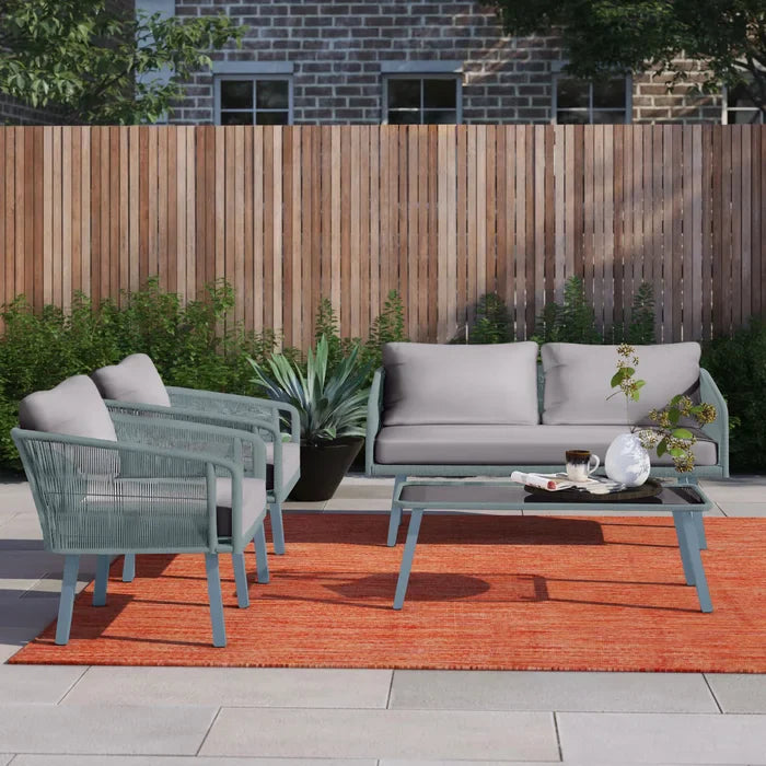 Virasat Outdoor Sofa Set 2 Seater, 2 Single Seater And 1 Table Set Braided & Rope-VIRASAT FURNITURE & FURNISHING