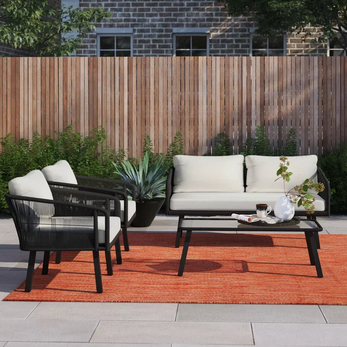 Virasat Outdoor Sofa Set 2 Seater, 2 Single Seater And 1 Table Set Braided & Rope-VIRASAT FURNITURE & FURNISHING