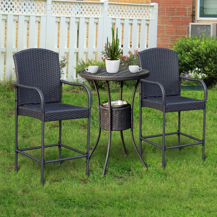 Virasat Outdoor Patio Bar Sets 2 Chairs and 1 Table (Black)