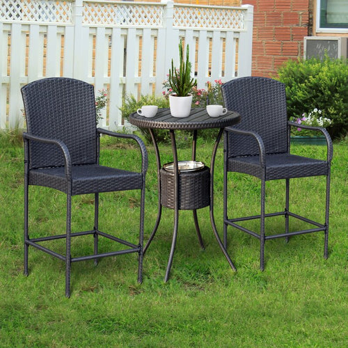 Virasat Outdoor Patio Bar Sets 2 Chairs and 1 Table (Black)-VIRASAT FURNITURE & FURNISHING