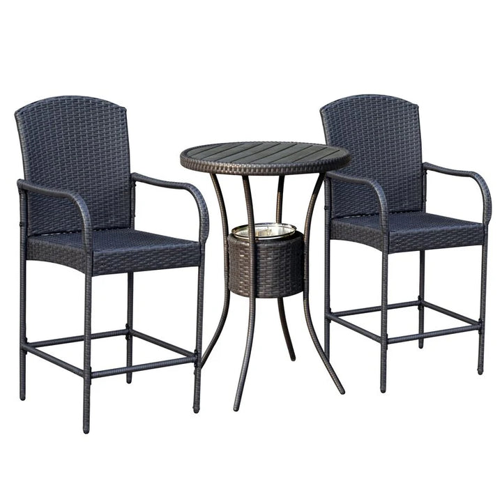 Virasat Outdoor Patio Bar Sets 2 Chairs and 1 Table (Black)
