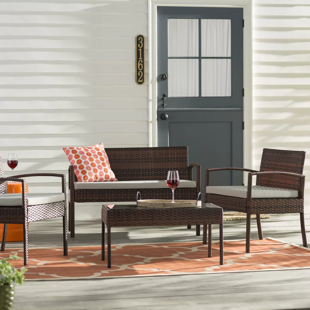 Virasat Outdoor Sofa Set 2 Seater , 2 Single seater and 1 Center Table Set (Brown)