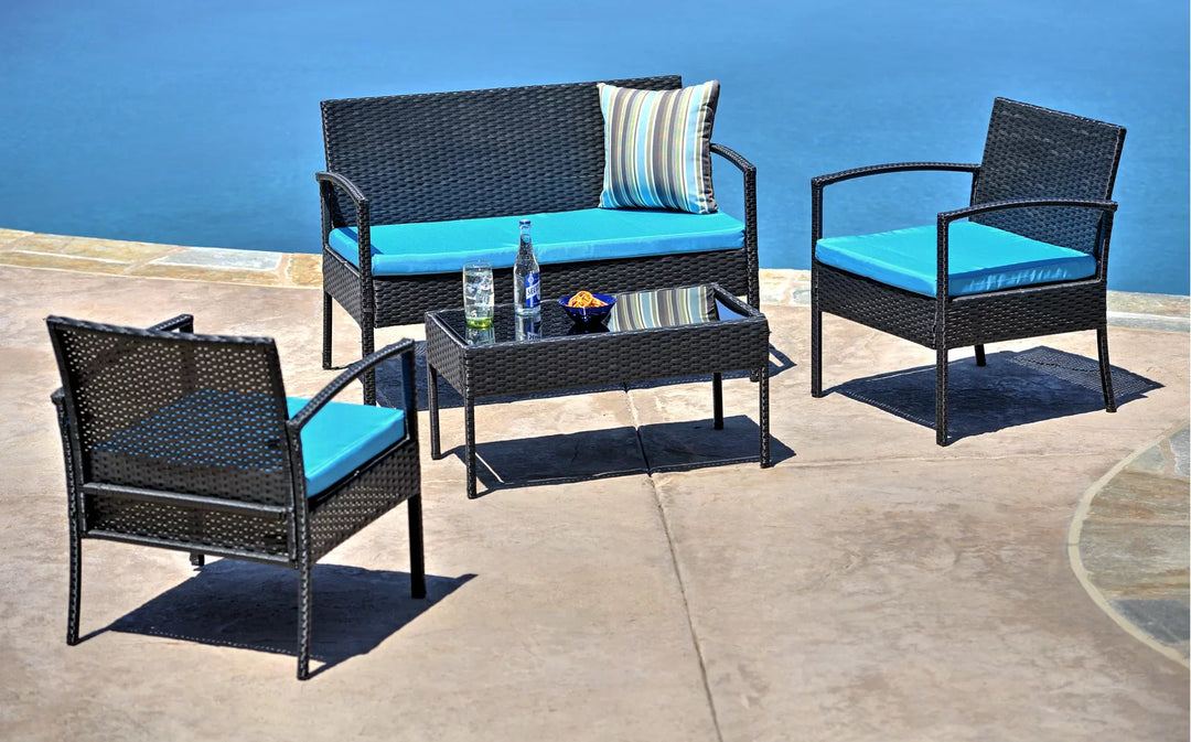 Virasat Outdoor Sofa Set 2 Seater, 2 Single Seater and 1 Center Table Set (Black)