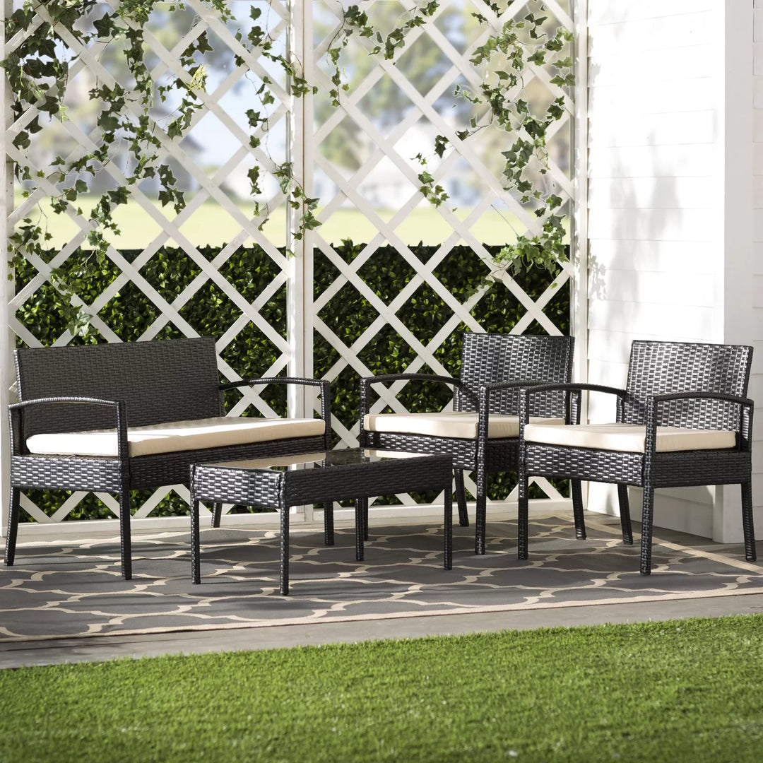 Virasat Outdoor Sofa Set 2 Seater, 2 Single Seater and 1 Center Table Set (Black)