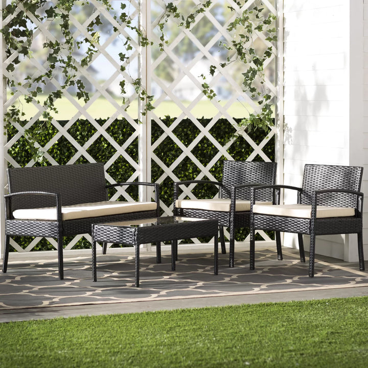 Virasat Outdoor Sofa Set 2 Seater, 2 Single Seater and 1 Center Table Set (Black)