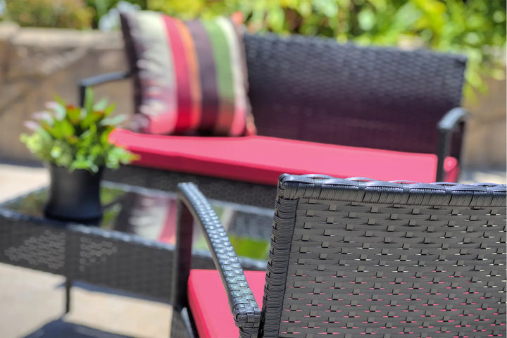 Virasat Outdoor Sofa Set 2 Seater, 2 Single Seater and 1 Center Table Set (Black)
