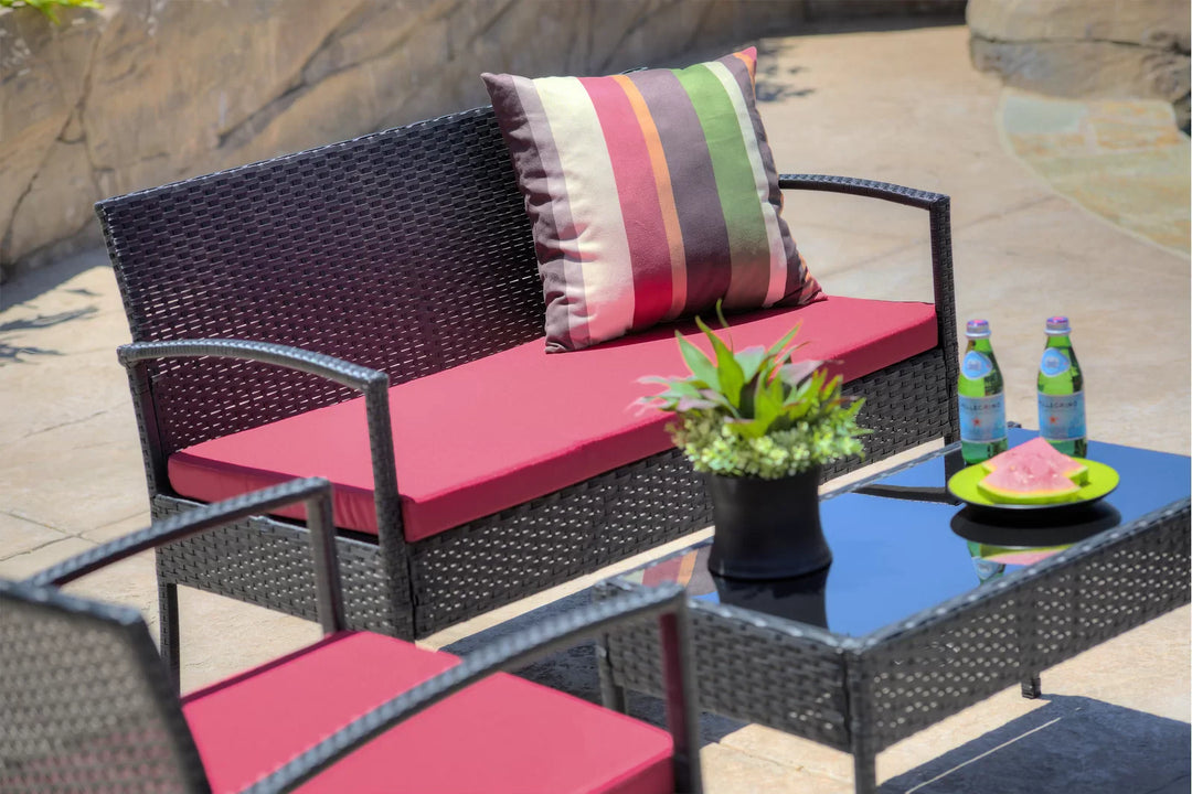 Virasat Outdoor Sofa Set 2 Seater, 2 Single Seater and 1 Center Table Set (Black)
