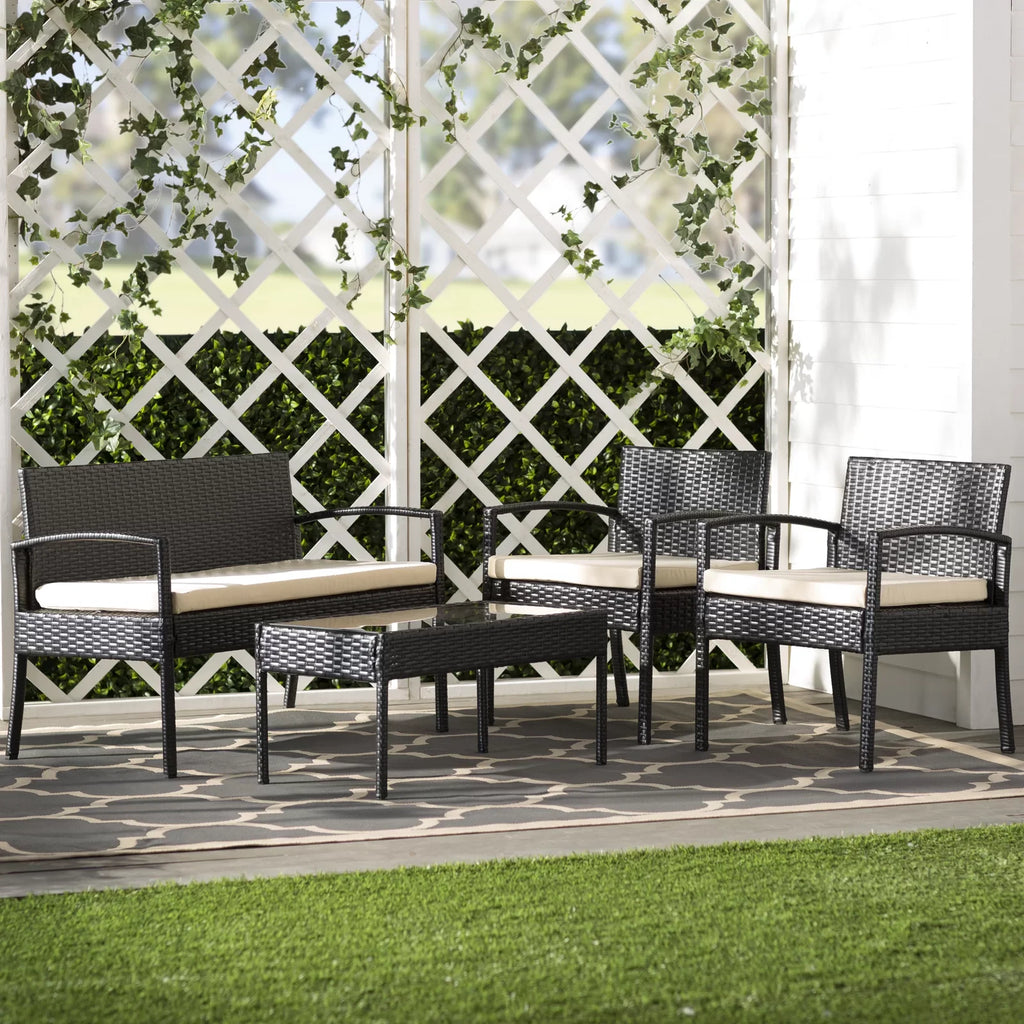 Virasat Outdoor Sofa Set 2 Seater, 2 Single Seater and 1 Center Table Set (Black)-VIRASAT FURNITURE & FURNISHING