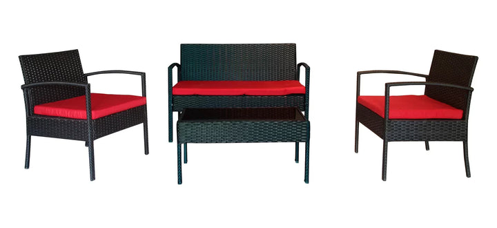 Virasat Outdoor Sofa Set 2 Seater, 2 Single Seater and 1 Center Table Set (Black)