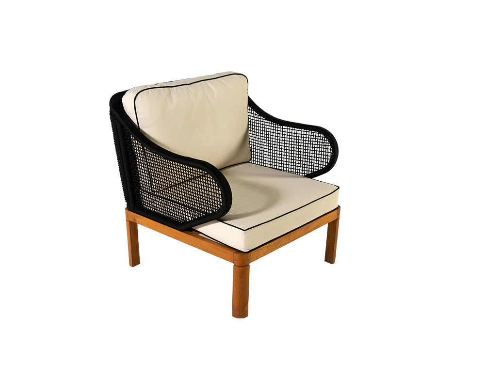 Virasat Outdoor Sofa Set 2 Seater, 2 Single Seater and 1 Center Table (Black + Beige) Braided &amp; Rope-VIRASAT FURNITURE & FURNISHING