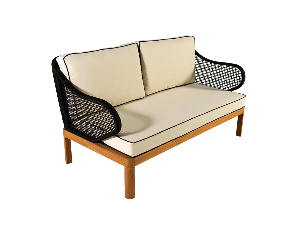 Virasat Outdoor Sofa Set 2 Seater, 2 Single Seater and 1 Center Table (Black + Beige) Braided &amp; Rope-VIRASAT FURNITURE & FURNISHING