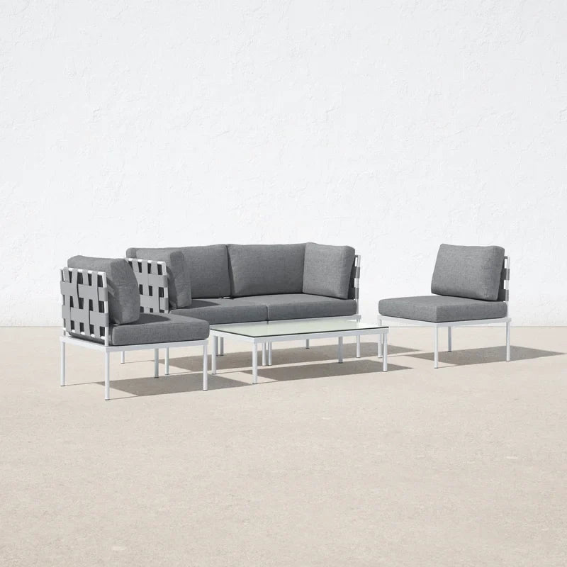 Virasat Outdoor Garden Balcony Sofa Set 2 Seater, 2 Single Seater and 1 Center Table Set Braid & Rope-VIRASAT FURNITURE & FURNISHING